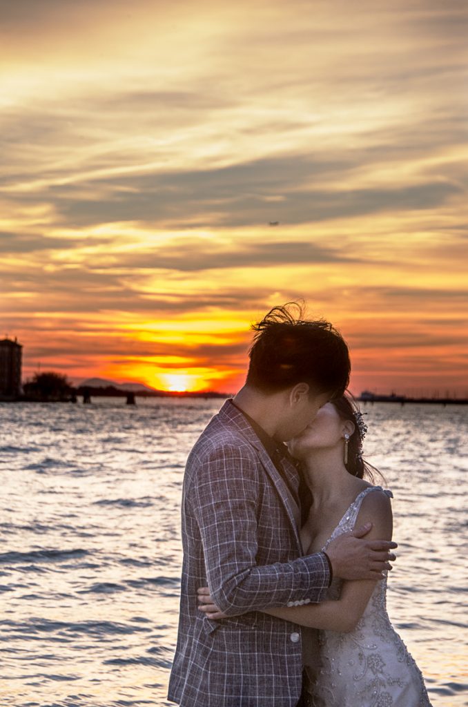 Sundown Wedding Kiss