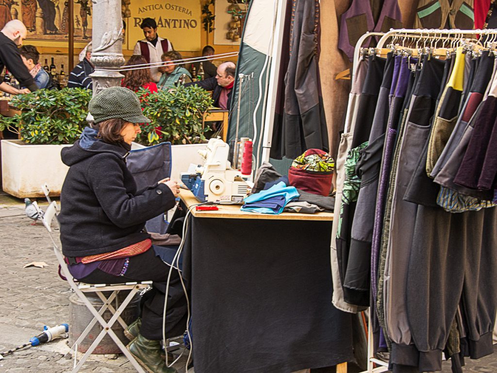 Sewing at an Art Booth