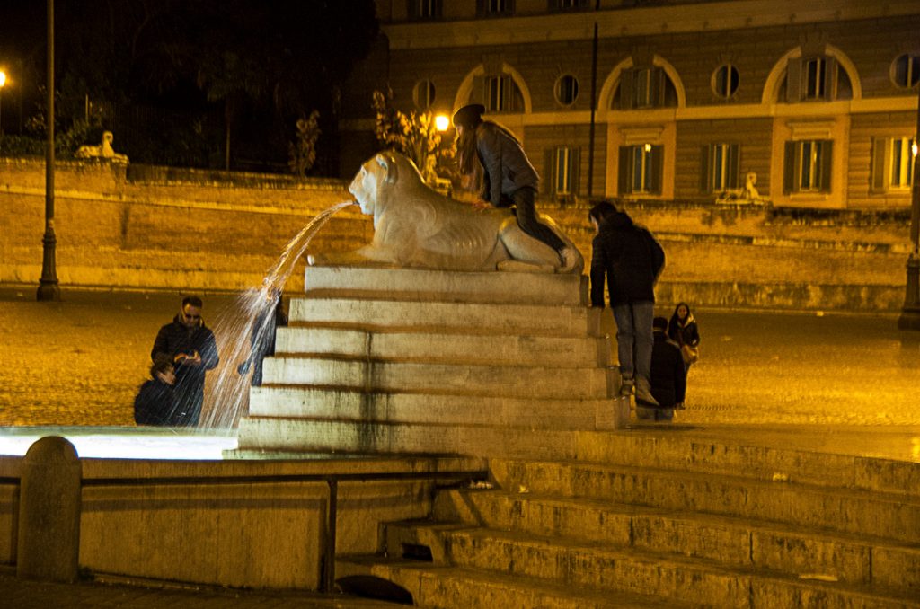 Fountain Climbing at Night