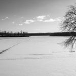 View across frozen Lake Ontelaunee